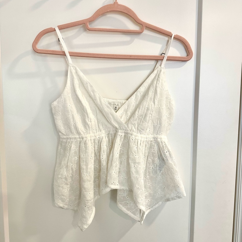 White Eyelet Lace Camisole Top